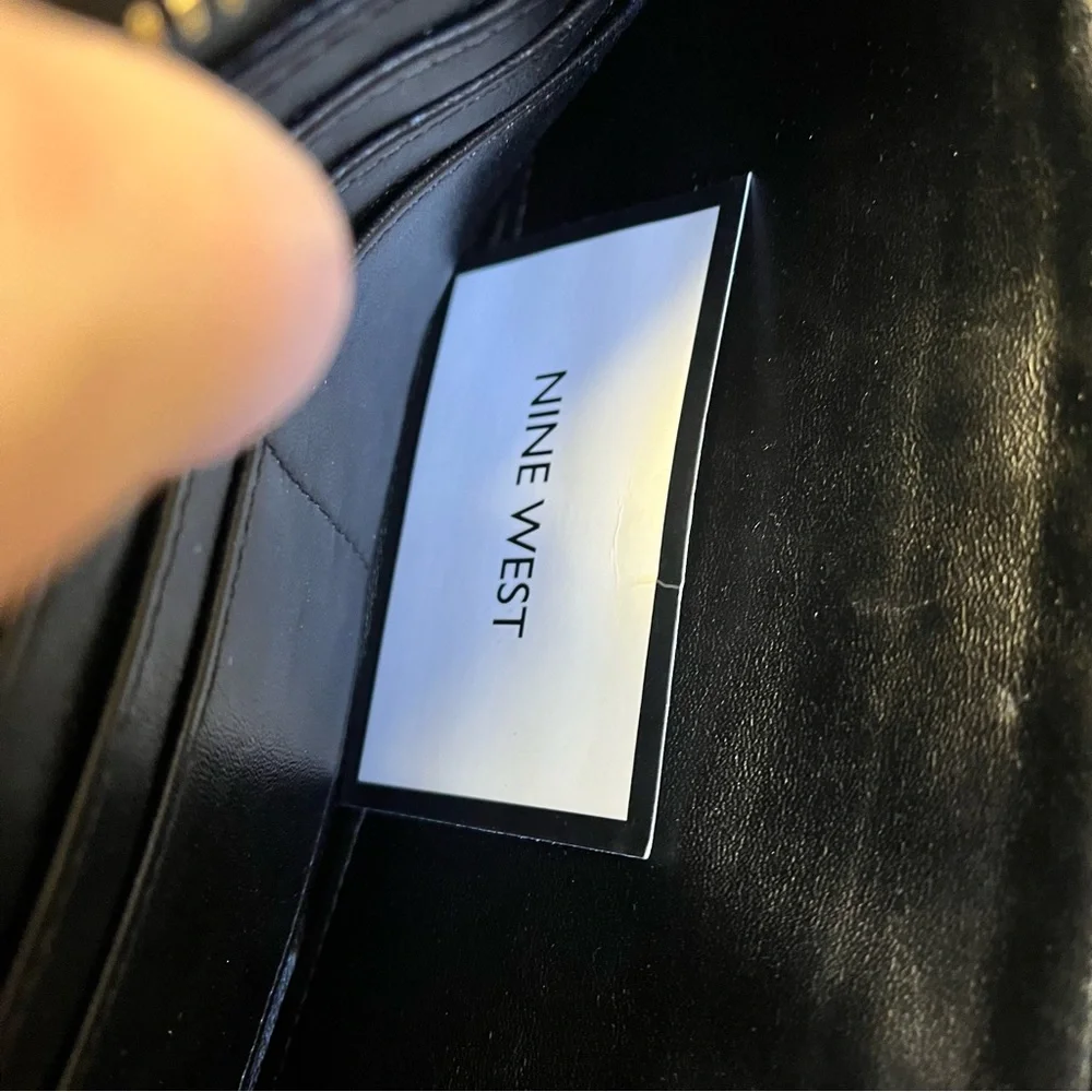 Nine West Black Snakeskin Faux Leather Bracelet Zip Wristlet with YSA Monogram